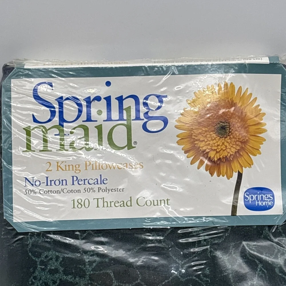 vintage Springmaid king pillowcases (2) Navy AMALFI NOS